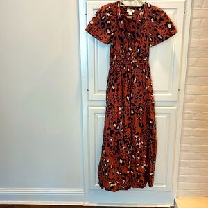 Maeve by Anthropologie maxi dress-size xs, brown with black and cream print